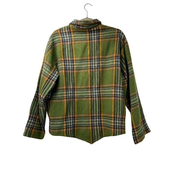Vintage Brent All Wool Women's Large Green Plaid Sweater Long Sleeve - Picture 2 of 15